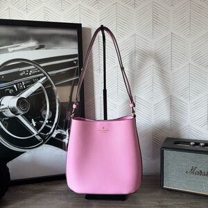 Kate Spade Pink Pebbled Leather Julia Medium Bucket Bag